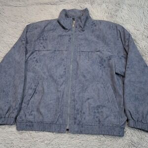 Gallery Jacket Womens L Blue Floral Coat Pockets Zip Up Career Comfort Soft